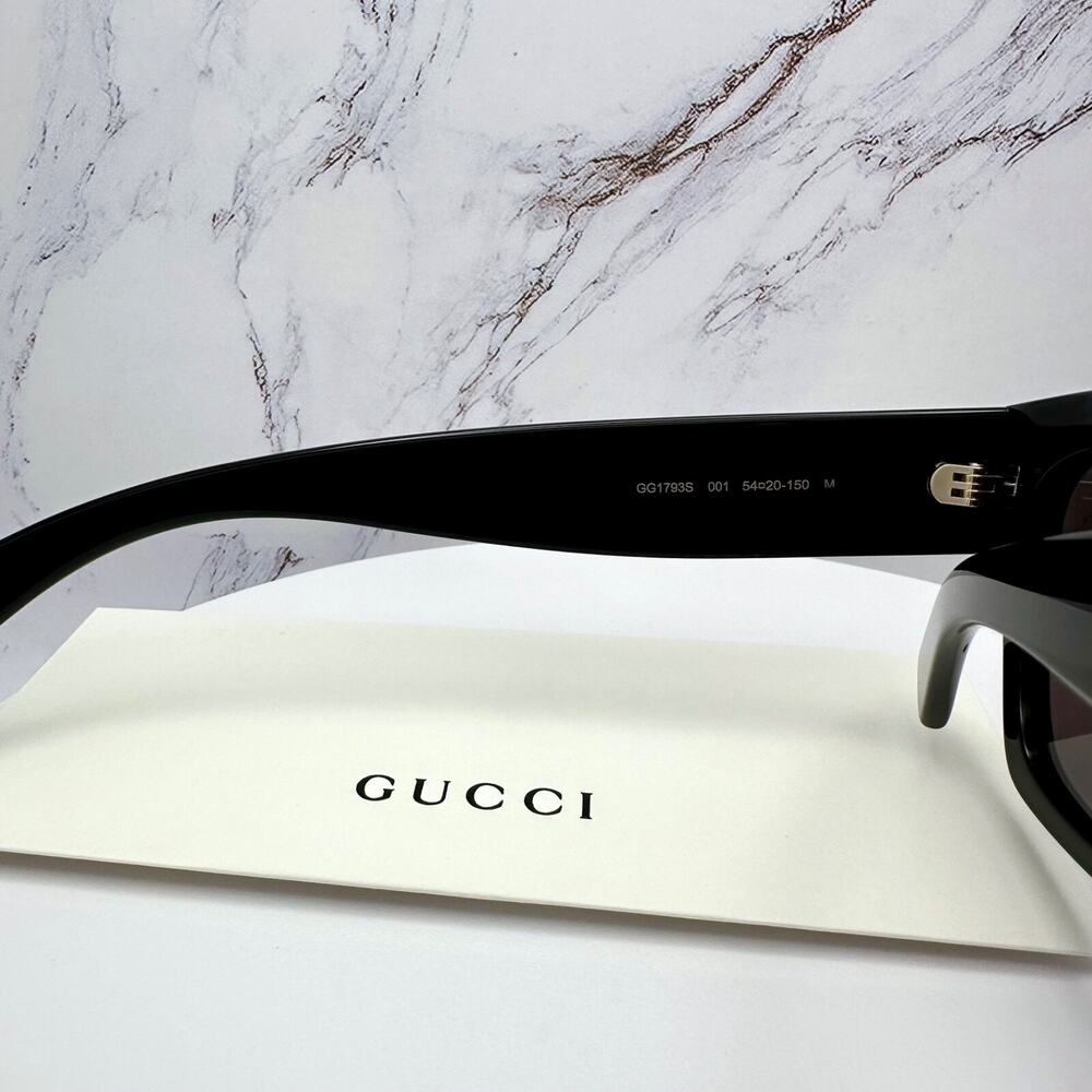 CLASSY New GUCCI Sunglasses Black 54mm Square Gold Letter Logo Italy - Picture 8 of 16